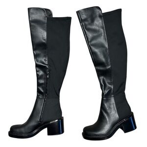 DKNY Womens Size 8 Dina OTK Boots Black‎ Faux Leather Over-The-Knee Boots